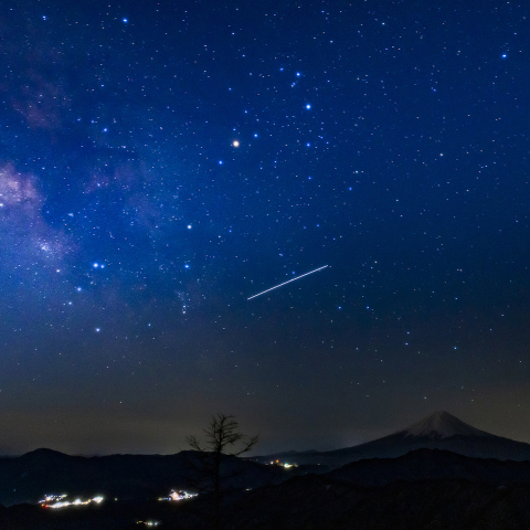 天の川と富士とISS