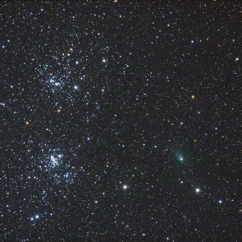 二重星団とパンスターズ彗星(C/2017 T2)