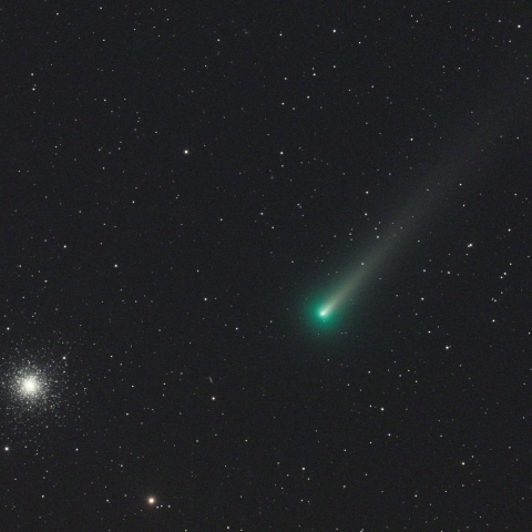 レナード彗星とM3球状星団の接近 12/3未明