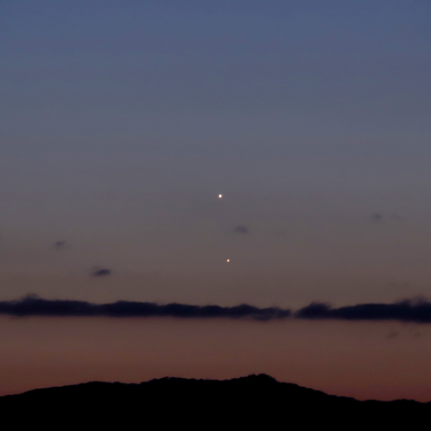 早朝の金星と木星の接近