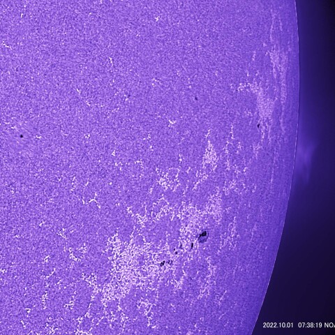 カルシウムＫ線による黒点とプロミネンス