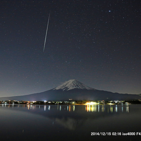 富士山とふたご座流星群