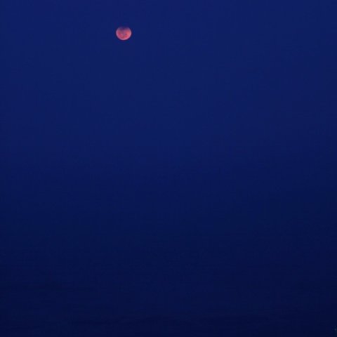 熱海温泉街と欠けた月