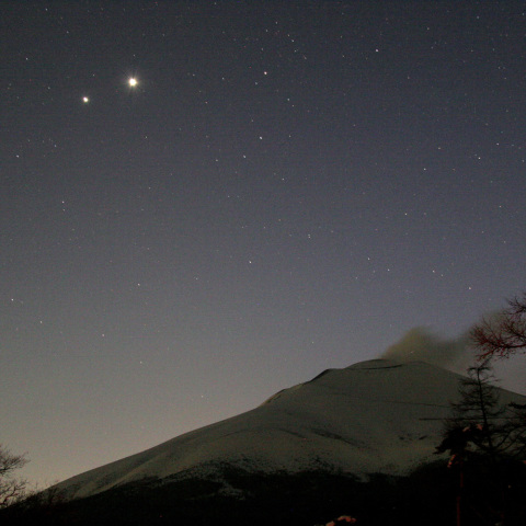 浅間山と金星と木星