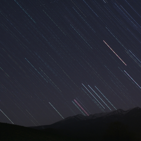 蔵王連峰に沈むオリオン座
