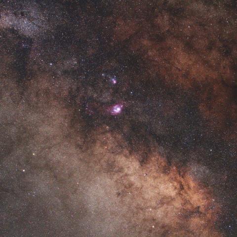 ５／４未明　Ｍ８、Ｍ２０、Ｍ２１と天の川銀河中心方向