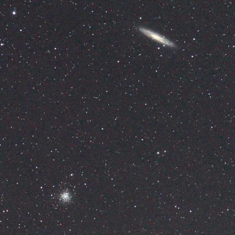 １０／２８　ちょうこくしつ座の渦巻銀河ＮＧＣ２５３と球状星団ＮＧＣ２８８