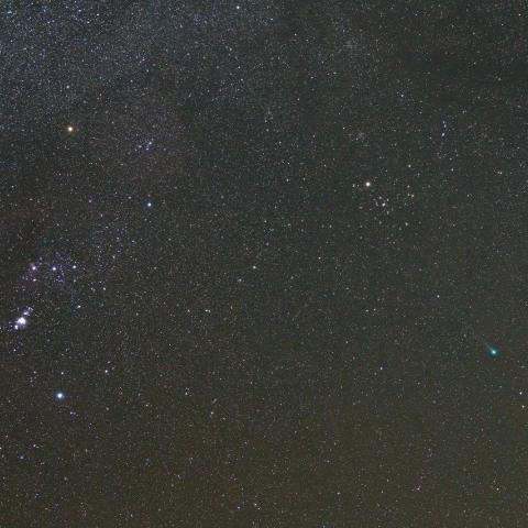 1/13　ラブジョイ彗星（C/2014 Q2）とオリオン座・ヒアデス・プレアデス星団