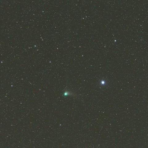 1/16未明　カタリナ彗星（C/2013 US10）とＭ５１、北斗七星η星（アルカイド）、Ｍ１０１