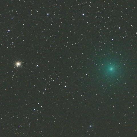 4/6未明　球状星団M14に大接近するリニア彗星（252P）