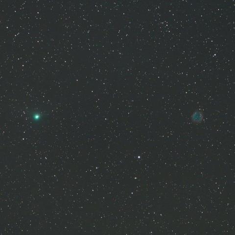 6/3未明　NGC7293（らせん状星雲）とパンスターズ彗星（C/2013 X1）