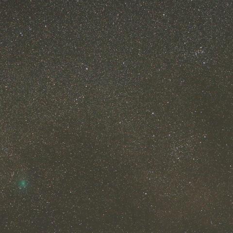 2/7未明　本田・ムルコス・パイドュシャーコヴァー彗星（45P）とIC4756・NGC6633