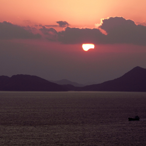 岡山での日没帯食