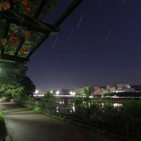 満月の街中にて