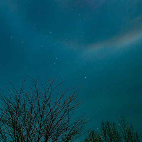 オリオンと月暈の虹