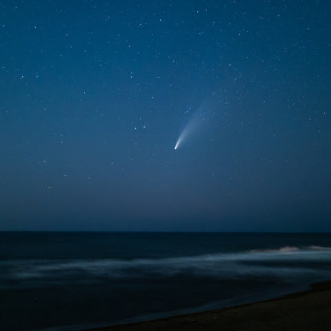 海辺のネオワイズ彗星