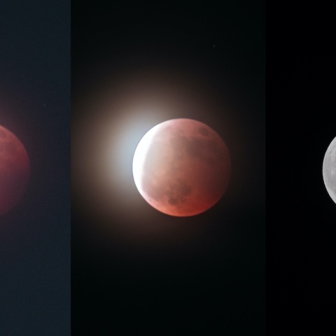 皆既月食と皆既月食後のお月様