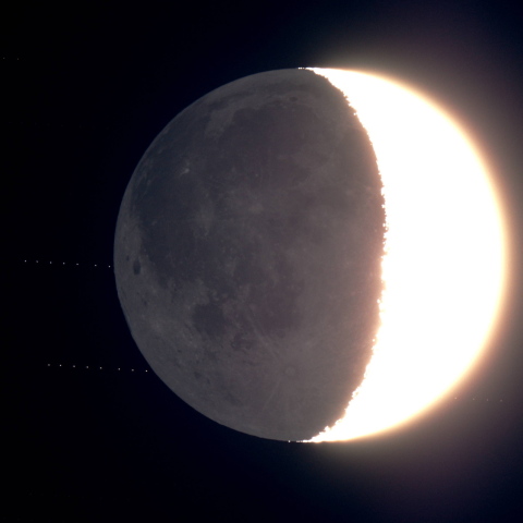 地球照と潜入する2つの6等星