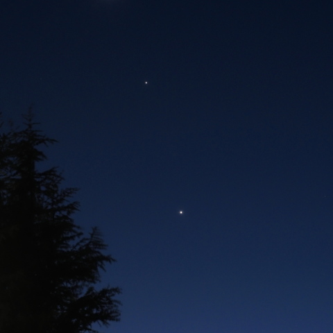 夕空に月 、木星、金星