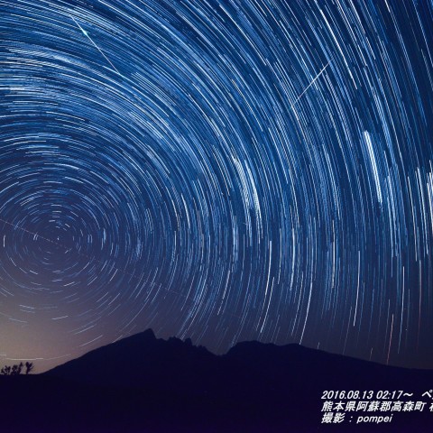 阿蘇根子岳とペルセウス座流星群