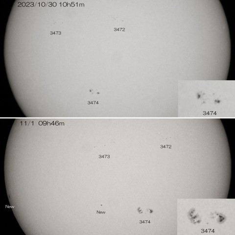 2023/10/30・11/1の太陽
