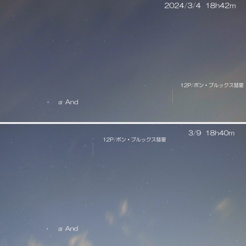 2024/3/4･3/9　12P/ポン・ブルックス彗星の動き