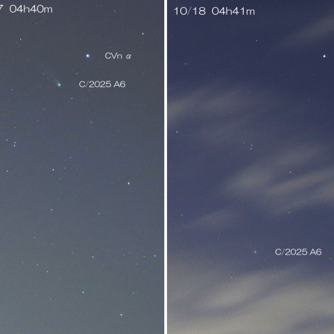 2025/10/17.18  レモン彗星1日の動き