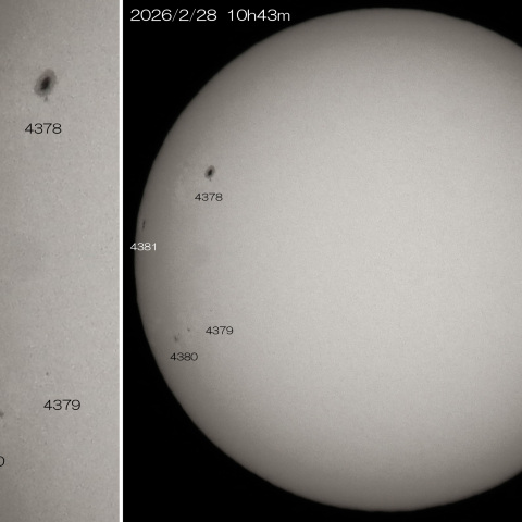 2026/2/28 太陽東部の４黒点群