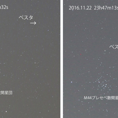 M44プレセペに近づく小惑星ベスタ