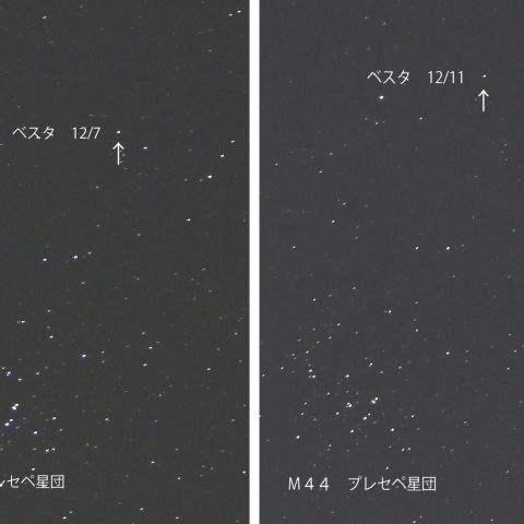 ベスタの移動とM44プレセペ星団