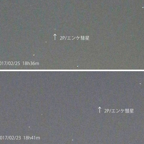 2P/エンケ彗星の移動　2/23　2/25