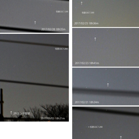 2/19～3/3エンケ彗星の移動