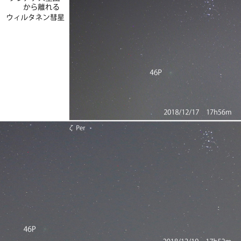 すばるから離れるウィルタネン彗星
