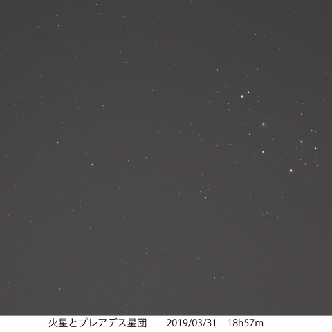 火星とプレアデス星団
