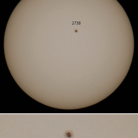 太陽中央の黒点2738