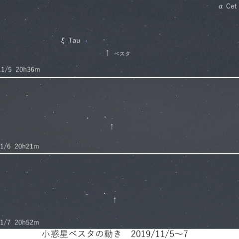 2019/11/5～7 小惑星ベスタの動き