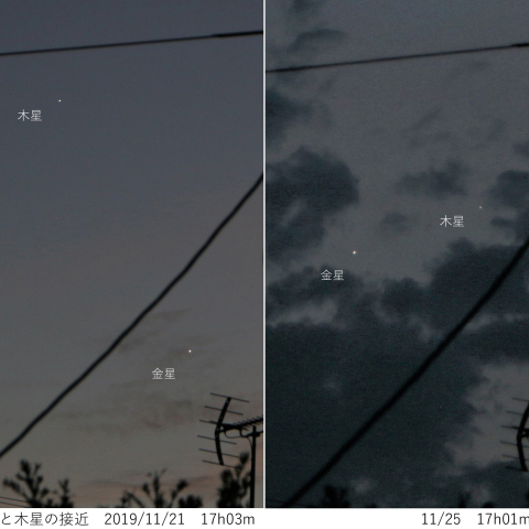 金星と木星の接近　2019/11/21・25