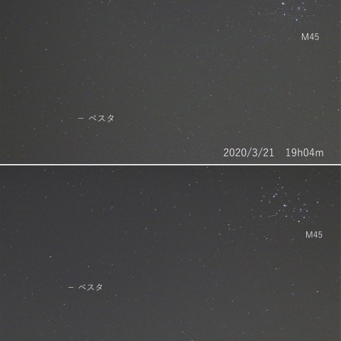 ベスタとM45プレアデス星団　2020/3/21・24