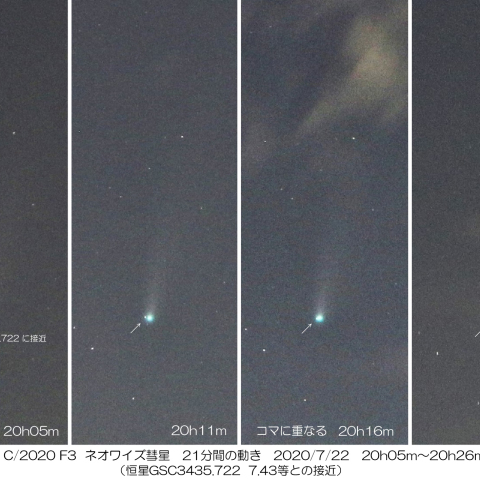 ネオワイズ彗星　7等星との接近　2020/7/22