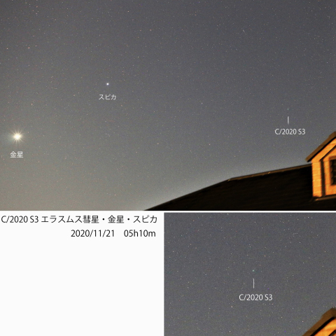 エラスムス彗星・金星・スピカ 2020/11/21