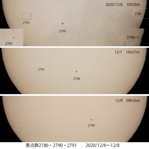 黒点群2786・2790・2791 2020/12/6～8