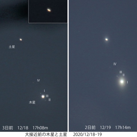 大接近前の木星と土星 2020/12/18・19