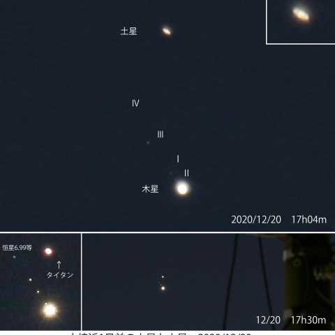 大接近前日の木星と土星 2020/12/20