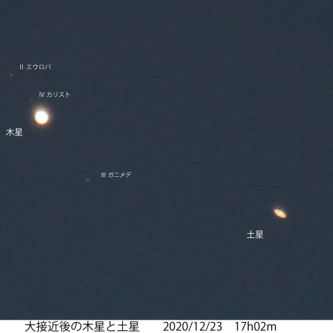 大接近後の木星と土星 2020/12/23