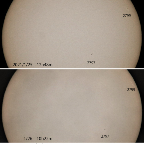 黒点群2797と2799 2021/1/25.26