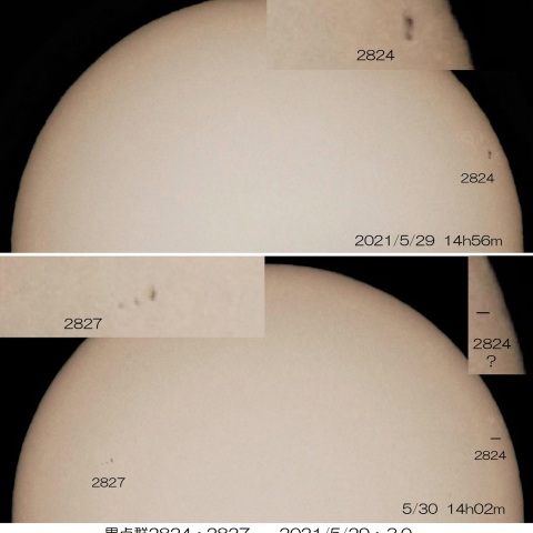 黒点群2824・2827　2021/5/29・30