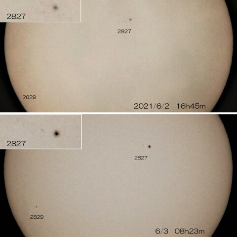 黒点群2827・2829　2021/6/2・3