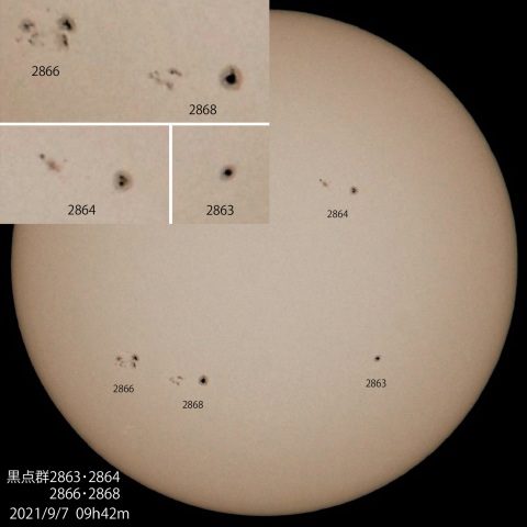 4つの黒点群　2021/9/7