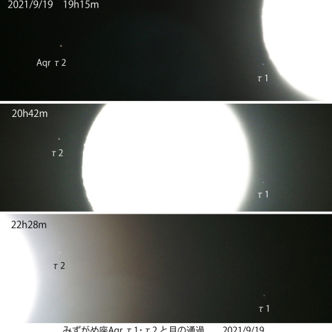 Aqr τ1・τ2と月の通過　2021/9/19
