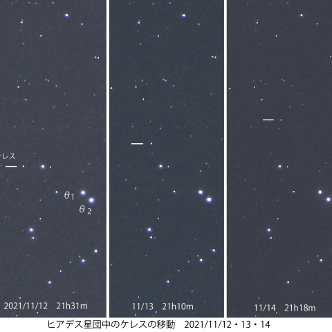 ヒアデス星団中のケレス　2021/11/12･13･14
